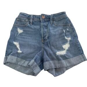 Hollister Shorts Womens 0‎ Ultra High-Rise Mom Distressed Denim Vintage Stretch